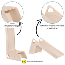 KiddyMoon Rutsche/Sitz aus Holz für Kinder Stabile Kleinkinderrutsche 2in1 Multifunktion Gleiten Holzspielzeug Montessori Baby Freistehende Rutsche, grau, Groß