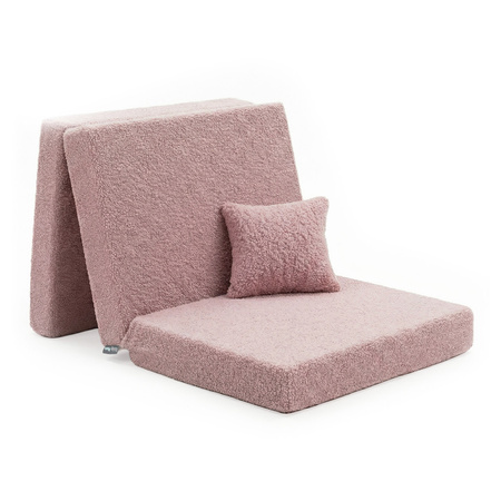 KiddyMoon Kinder Matratzen Mit Kissen, Teddy-Plüsch Aufklappen Aus Schaumstoff Kindermatratze Kinderzimmer Faltmatratze, rosa, Matratzen mit Kissen
