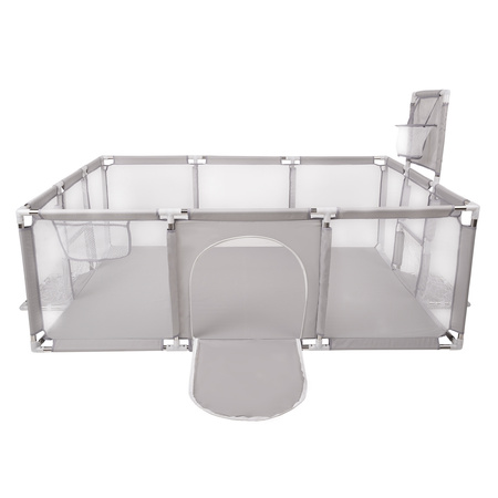 Laufstall Baby Großer Spielplatz mit Bällen Laufgitter für Kinder, grau: grau/weiß/transparent/babyblue, 900 Bälle