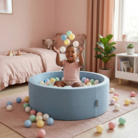 KiddyMoon Rundes Bällebad mit Bällen für Baby aus Schaumstoff, blau:perle, 90 x 30 cm 200 Bälle