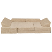 KiddyMoon Kindersofa aus Schaumstoff Spielsofa für Kinder Schlafsofa Kindersessel Sofa für Kinderzimmer Kindercouch Faltmatratze, beige, Kindersofa