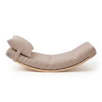 KiddyMoon Balance Board für Kinder aus Holz Balancierbrett mit Matratze und Kissen, Naturfarben/Dunkelbeige, Balance Board/Matratze/Kissen
