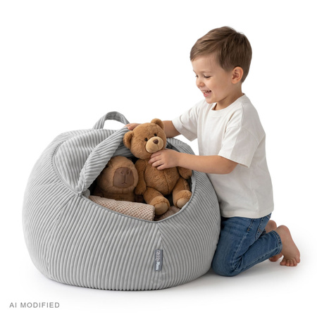 KiddyMoon Kindersitzsack Organizer Polyester mit Reißverschluss Sitzfunktio, hellgrau, Sack