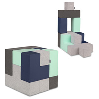 KiddyMoon Schaumstoff Würfel für Baby Weiche Blöcke Schaum Spielzeug Montessori-Spielzeug mit Schaum und viel Spaß für Kinder, Hergestellt in der EU, dunkelblau: hellgrau-dunkelgrau-dunkelblau-mint, 9 Stücke