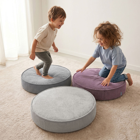 KiddyMoon 3-Teilige Schaumstoff Elements für Kinder Kinderzimmer-Accessoire, dunkelgrau/violett/hellgrau, Lx3