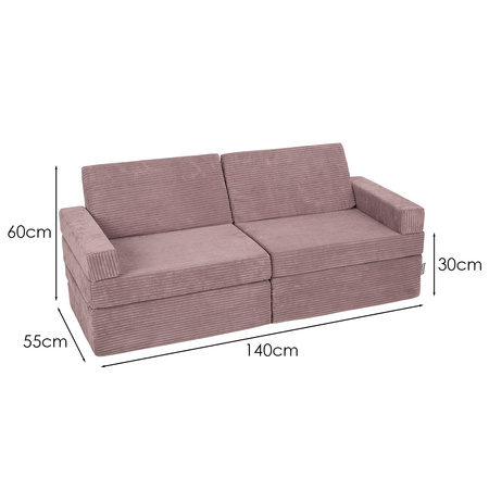 KiddyMoon Kindersofa aus Schaumstoff, Spielsofa für Kinder, Kindersessel, Sofa fürs Kinderzimmer, Kindercouch, Faltmatratze, violett, Kindersofa