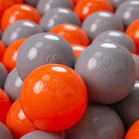 KiddyMoon Kinder Bälle für Bällebad Baby Spielbälle Plastikbälle ∅7cm Made in EU, orange/grau, 200 Bälle/7cm