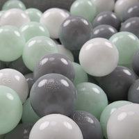 KiddyMoon Kinder Bälle für Bällebad Baby Plastikbälle Spielbälle ∅6cm Made in EU, weiß/grau/mint, 100 Bälle/6cm