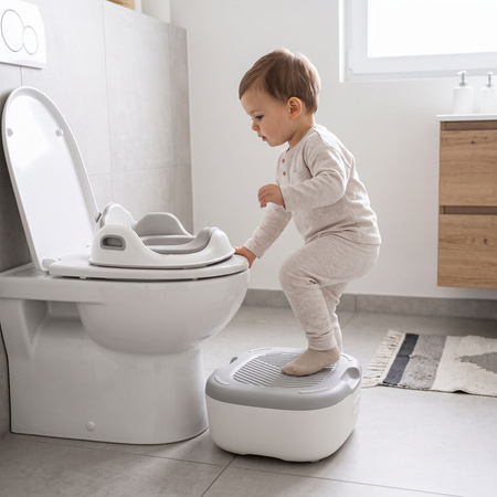 KiddyMoon Töpfchen für Kinder Ergonomisch Toilettentrainer Abschließbarer Deckel, Grau, UNI