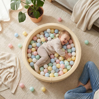 KiddyMoon Bällebad Bällepool mit bunten Bällen ∅ 7Cm für Babys Kinder Rund, Gelb, 90 x 30 cm 200 Bälle