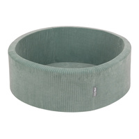 KiddyMoon Bällebad Kinder Schaumstoff Mit Bälle Für Baby ab 1 Jahr, grün: dunkeltürkis/pastellbeige/grüngrau/lachsfarben, 90x30cm/100 Bälle