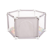 Sechseckiger Laufstall mit Bällen Laufgitter für Kinder, Grau:gelb/grün/blau/rot/orange, 200 Bälle