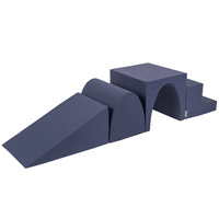 KiddyMoon Spielplatz aus Schaumstoff 4-teiliges Set Zwickel L/Hügel/Tunnel/Stüfchen, dunkelblau, Multi-Größe