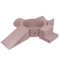 KiddyMoon Spielplatz aus Schaumstoff mit Bällebad und Bällen Hindernisläufen, erikafarben:pastellbeige/puderrosa/perle, Bällebad (200 Bälle) + Version 5