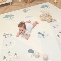 KiddyMoon Babymatte Zweiseitige Krabbelmatte Schaumstoffmatte Für Kinder Kindermatte Kindgerechte Muster Spielplatz Entwicklung Sicherer Und Bequemer Ideal Für Drinnen Und Draußen, Grau-Bergen, 180x200x1,5cm