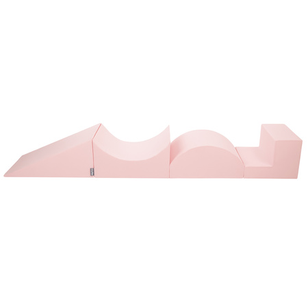 KiddyMoon Spielplatz aus Schaumstoff mit Bällebad und Bällen Hindernisläufen, pink:puderrosa/perle/transparent, Bällebad (300 Bälle) + Version 5