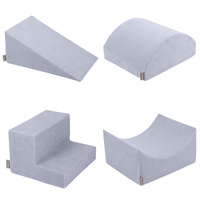 KiddyMoon Spielplatz Aus Schaumstoff Für Kinder mit Bälle Waschbare Bezug, dunkelgrau: pastellbeige/weiß/perle, Bällebad (200 Bälle) + Version 5