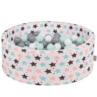 KiddyMoon Bällebad Bällepool mit bunten Bällen ∅ 7Cm  für Babys Kinder Rund, Hellbeige, 90 x 30 cm 200 Bälle