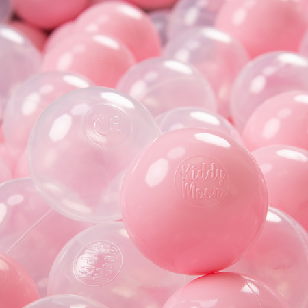 KiddyMoon Kinder Bälle für Bällebad Baby Spielbälle Plastikbälle ∅7cm Made in EU, puderrosa/transparent, 50 Bälle/7cm