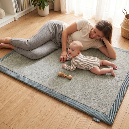 KiddyMoon Weiche Spielmatte für Kinder, rutschfest, rechteckig, Grün