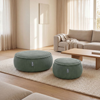 KiddyMoon Pouf für Kinder mit Cord, abnehmbarer Bezug KM-PF-DONUT, grün, L