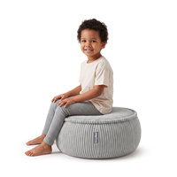 KiddyMoon Kinderpouf aus Schaumstoff mit abnehmbarem Bezug, hellgrau, M