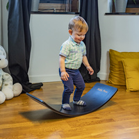 KiddyMoon Balance Board aus Holz für Kinder, Babys Montessori Spielzeug, Gleichgewicht, Balancieren Babys Holzspielzeug, Balancebrett Wackelbrett Gleichgewicht, Schwarz, 83x29,5x1,4 cm