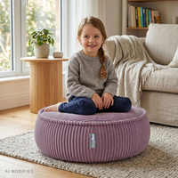 KiddyMoon Kinderpouf aus Schaumstoff mit abnehmbarem Bezug, violett, M