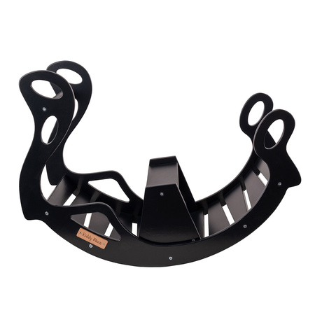 KiddyMoon Montessori Kletterbogen aus Holz Wippe für Kinder Holzspielzeug, schwarz, 90,6x39x69 cm