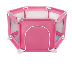 Sechseckiger Laufstall mit Bällen Laufgitter für Kinder, Rosa:babyblau/puderrosa/perle, 200 Bälle