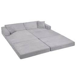 KiddyMoon Kindersofa aus Schaumstoff Spielsofa für Kinder Schlafsofa Kindersessel Sofa für Kinderzimmer Kindercouch Faltmatratze, dunkelgrau, Kindersofa mit 2 Kissen