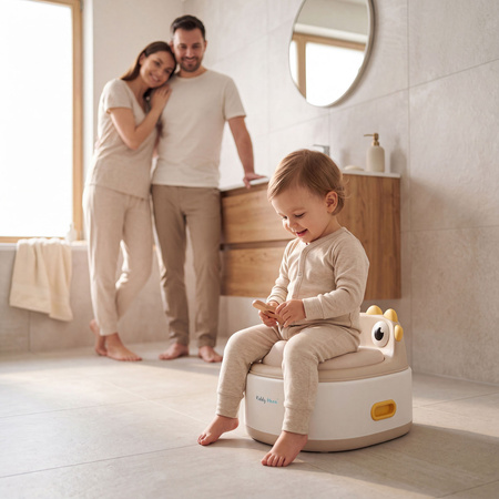 KiddyMoon Töpfchen für Kinder 3in1 mit Toilettensitz und Tritthocker, Beige, UNI