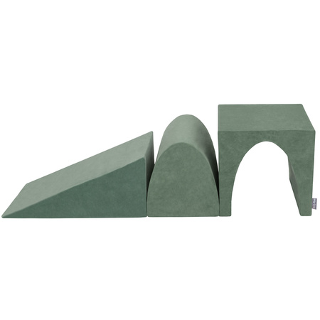 KiddyMoon Spielplatz VELVET aus Schaumstoff 3-teiliges Set Zwickel L/Hügel/Tunnel, waldgrün, Multi-Größe
