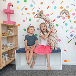 KiddyMoon Sitzbank mit Sitzfläche für Kinder Multifunktional Kindermöbel zum Sitzen Aufbewahrung Spielzeug Kind, Grau/Waldgrün, UNI