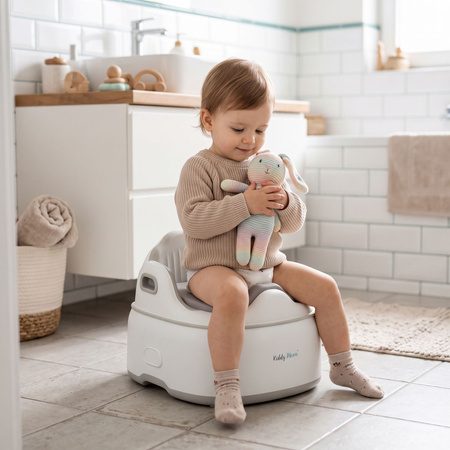 KiddyMoon Töpfchen für Kinder Ergonomisch Toilettentrainer Abschließbarer Deckel, Beige, UNI