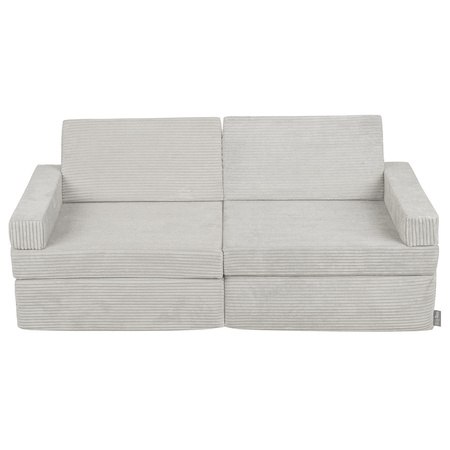KiddyMoon Kindersofa aus Schaumstoff, Spielsofa für Kinder, Kindersessel, Sofa fürs Kinderzimmer, Kindercouch, Faltmatratze, hellgrau, Kindersofa