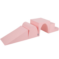 KiddyMoon Spielplatz aus Schaumstoff 4-teiliges Set Zwickel L/Hügel/Tunnel/Stüfchen, pink, Multi-Größe
