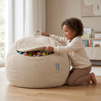KiddyMoon Sitzsack für Kinder 2-in-1 Spielzeug Aufbewahrung 80x80x50cm, beżowy
