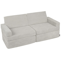 KiddyMoon Kindersofa aus Schaumstoff Spielsofa für Kinder Schlafsofa Kindersessel Sofa für Kinderzimmer Kindercouch Faltmatratze, hellgrau, 140x55x30 cm