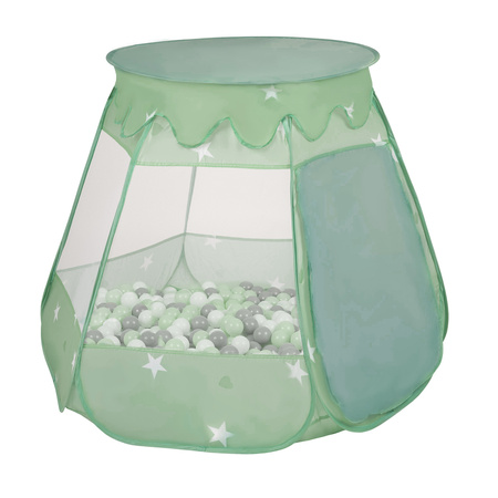 Baby Spielzelt Mit Plastikbällen Für Kinder Leicht und Kompakt ideal für Drinnen Und Draußen Fördert Sensorische Integration Schneller Aufbau, minze, 105x90