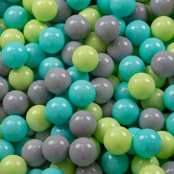 KiddyMoon Viertel Eckig Bällebad Bällepool ∅ 7Cm Ballgruben Für Babys Spielbad Kleinkinder, Hergestellt in der EU, hellgrau:hellgrün/helltürkis/grau, 90x30cm/200 Bälle