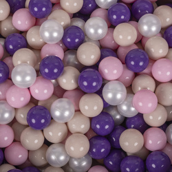 KiddyMoon Rund Bällebad Velvet  ∅ 7Cm, Sandbeige: Pastelbiege/Puderrosa/Perle/Violett, 90x30cm/300 Bälle