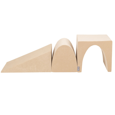 KiddyMoon Spielplatz VELVET aus Schaumstoff 3-teiliges Set Zwickel L/Hügel/Tunnel, sandbeige, Multi-Größe