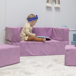 KiddyMoon Kindersofa und Bällen Für Kinder Weiches Schaumstoff-Sofa Leich Modulares Sofa Vielseitig Abnehmbarer Bezug Perfekt für Spiel Lernen und Entspannung, Violett, Sofa