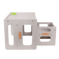 KiddyMoon Kindertisch Mit Stuhl für Kinder Runde Tresor Kanten Kinderzimmer Möbel, grau, Kindertisches: 61x44x44 cm/Stuhles: 30x30x30 cm