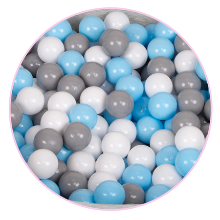 Bällebad Bällepool für Baby Kinder mit 200 bunten Bällen Rund, hellgrau: weiß/grau/baby blue, 90x30cm/300 Bälle