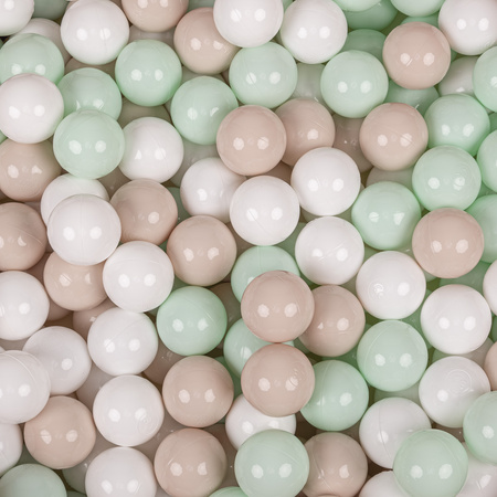 KiddyMoon Spielplatz Velvet Aus Schaumstoff Mit Samt Rund Bällebad Ballgruben Für Babys Spielbad Hindernisläufen, Hergestellt In Der EU, zieleń lasu: pastelowy beż-biały-mięta