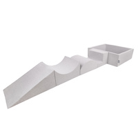 KiddyMoon Spielplatz aus Schaumstoff mit Quadrat Bällebad Bälle Hindernisläufen, hellgrau:gelb/grün/blau/rot/orange, Bällebad (200 Bälle) + Version 5