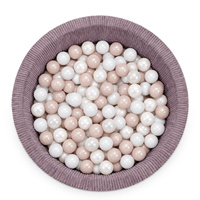 KiddyMoon Bällebad Für Kinder Aus Schaumstoff, 90 X 30 cm, Weicher Rippbezug, Abnehmbarer Bezug, Weiches Und Sicheres Spielzeug, Waschbar, Violett: Pastellbeige/Kupfer/Perle/Lachs, 90x30cm/100 Bälle