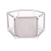 Sechseckiger Laufstall mit Bällen Laufgitter für Kinder, Grau:grau/weiß/türkis, 100 Bälle